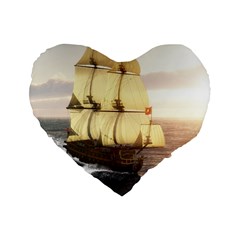 French Warship 16  Premium Heart Shape Cushion  by gatterwe