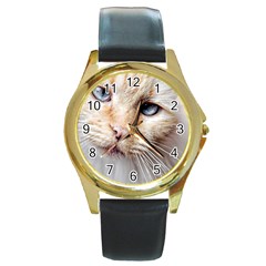 Blue Eyes Round Metal Watch (gold Rim)  by dray6389