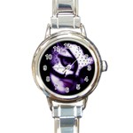 PURPLE M Round Italian Charm Watch Front