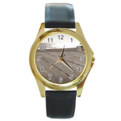 Laguna Beach Walk Round Metal Watch (gold Rim)  by hlehnerer