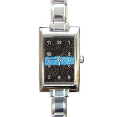 Black Blue Lawn Rectangular Italian Charm Watch by hlehnerer