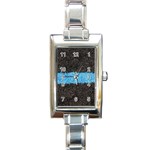 Black Blue Lawn Rectangular Italian Charm Watch Front