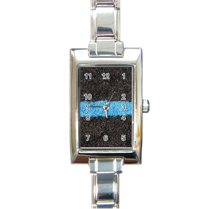 Black Blue Lawn Rectangular Italian Charm Watch