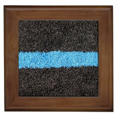 Black Blue Lawn Framed Ceramic Tile by hlehnerer