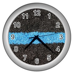 Black Blue Lawn Wall Clock (silver) by hlehnerer