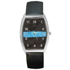 Black Blue Lawn Tonneau Leather Watch by hlehnerer