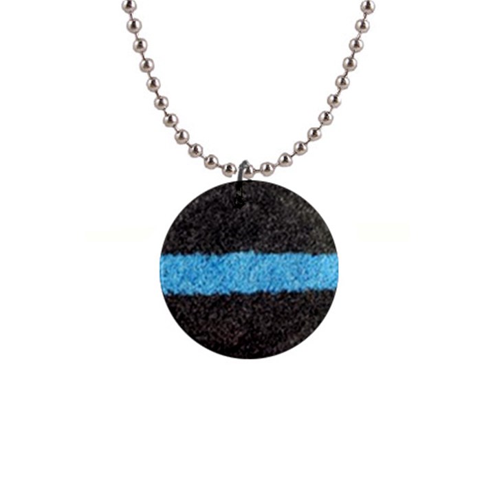 Black Blue Lawn Button Necklace