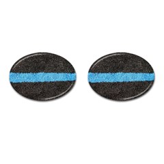 Black Blue Lawn Cufflinks (oval) by hlehnerer