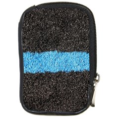 Black Blue Lawn Compact Camera Leather Case by hlehnerer