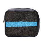 Black Blue Lawn Mini Travel Toiletry Bag (Two Sides) Front