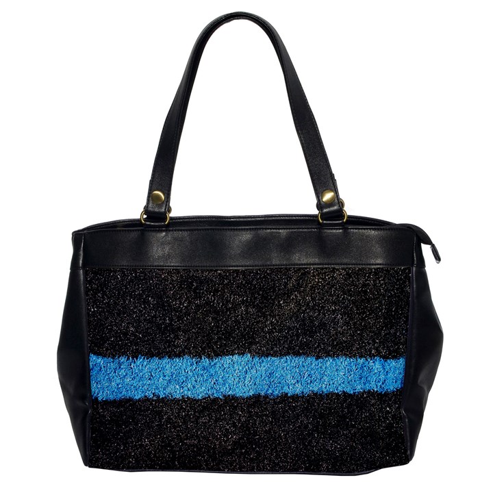 Black Blue Lawn Oversize Office Handbag (One Side)