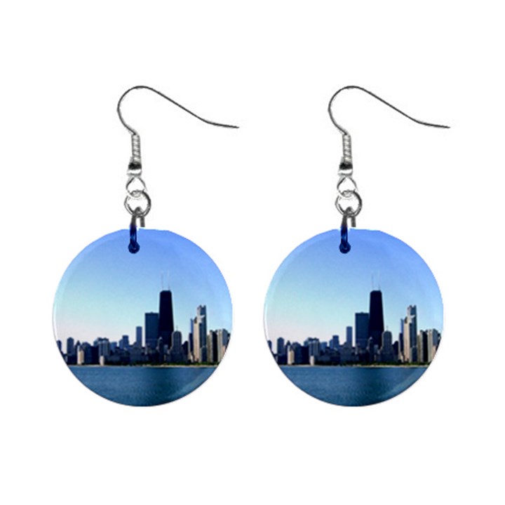 Chicago Skyline Mini Button Earrings