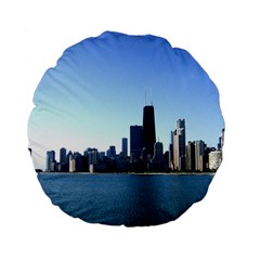 Chicago Skyline 15  Premium Round Cushion  by canvasngiftshop