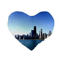 Chicago Skyline 16  Premium Heart Shape Cushion  by canvasngiftshop