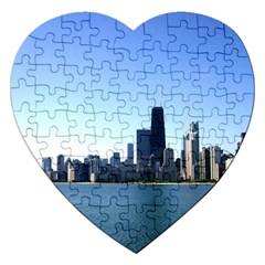 Chicago Skyline Jigsaw Puzzle (heart) by canvasngiftshop