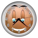 smiling orange Wall Clock (Silver) Front