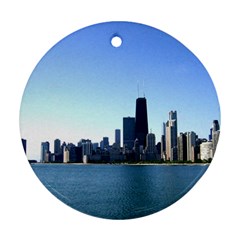 Chicago Skyline Round Ornament by canvasngiftshop