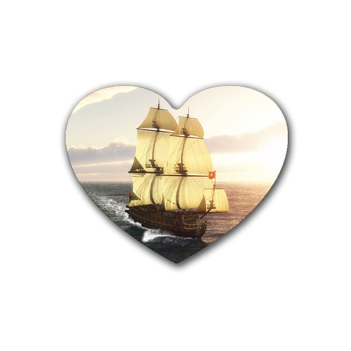 French Warship Drink Coasters 4 Pack (Heart) 