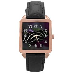 Butterfly 059 001 Rose Gold Leather Watch 