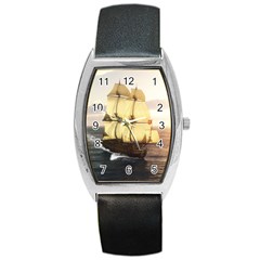 French Warship Tonneau Leather Watch by gatterwe