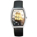 French Warship Tonneau Leather Watch Front