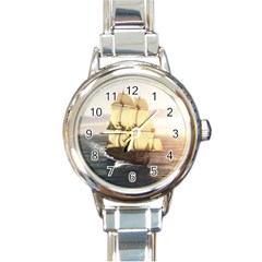 French Warship Round Italian Charm Watch by gatterwe