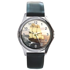 French Warship Round Metal Watch (silver Rim)