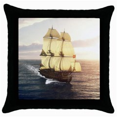 French Warship Black Throw Pillow Case by gatterwe