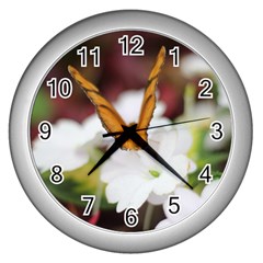 Butterfly 159 Wall Clock (silver) by pictureperfectphotography