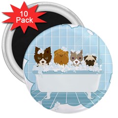 Dogs In Bath 3  Button Magnet (10 Pack)