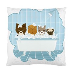 Dogs In Bath Cushion Case (one Side) by cutepetshop