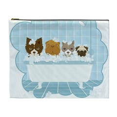 Dogs In Bath Cosmetic Bag (xl) by cutepetshop