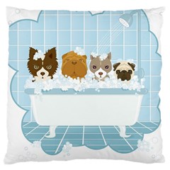 Dogs In Bath Large Cushion Case (two Sides)