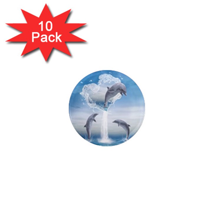 The Heart Of The Dolphins 1  Mini Button Magnet (10 pack)