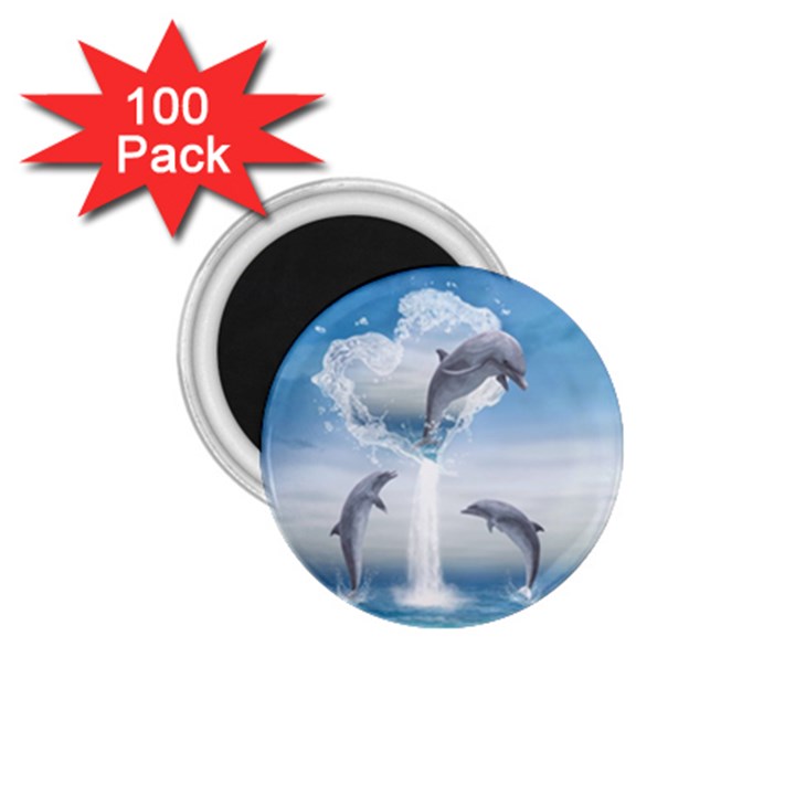 The Heart Of The Dolphins 1.75  Button Magnet (100 pack)