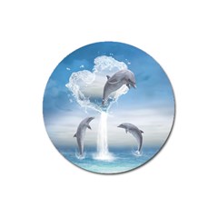 The Heart Of The Dolphins Magnet 3  (round) by gatterwe