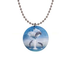 The Heart Of The Dolphins Button Necklace