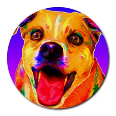 Happy Dog 8  Mouse Pad (round) by cutepetshop