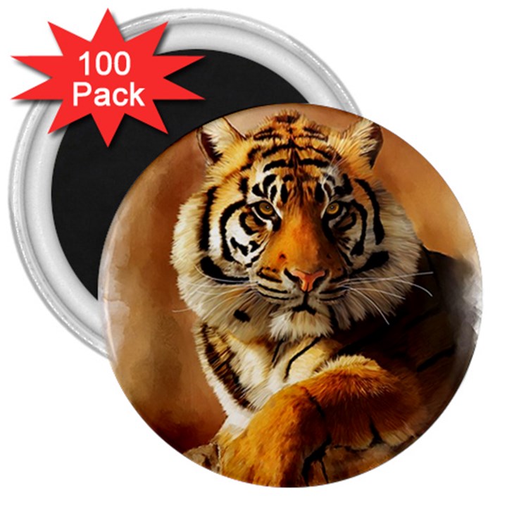 Tiger 3  Button Magnet (100 pack)