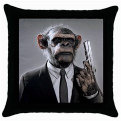 Monkey Business Black Throw Pillow Case by cutepetshop