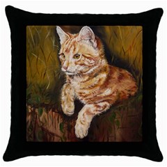 Cute Cat Black Throw Pillow Case by cutepetshop