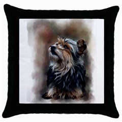 Puppy Black Throw Pillow Case by cutepetshop