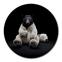 Bear In Mask 8  Mouse Pad (round) by cutepetshop