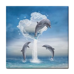 The Heart Of The Dolphins Ceramic Tile by gatterwe