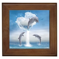 The Heart Of The Dolphins Framed Ceramic Tile by gatterwe