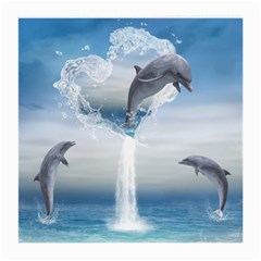 The Heart Of The Dolphins Glasses Cloth (medium, Two Sided) by gatterwe