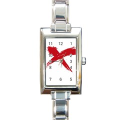 Red X Rectangular Italian Charm Watch by magann