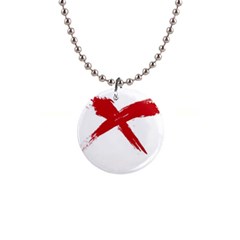 Red X Button Necklace by magann