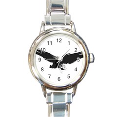 Grunge Bird Round Italian Charm Watch by magann