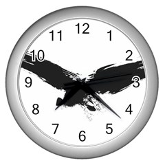 Grunge Bird Wall Clock (silver)